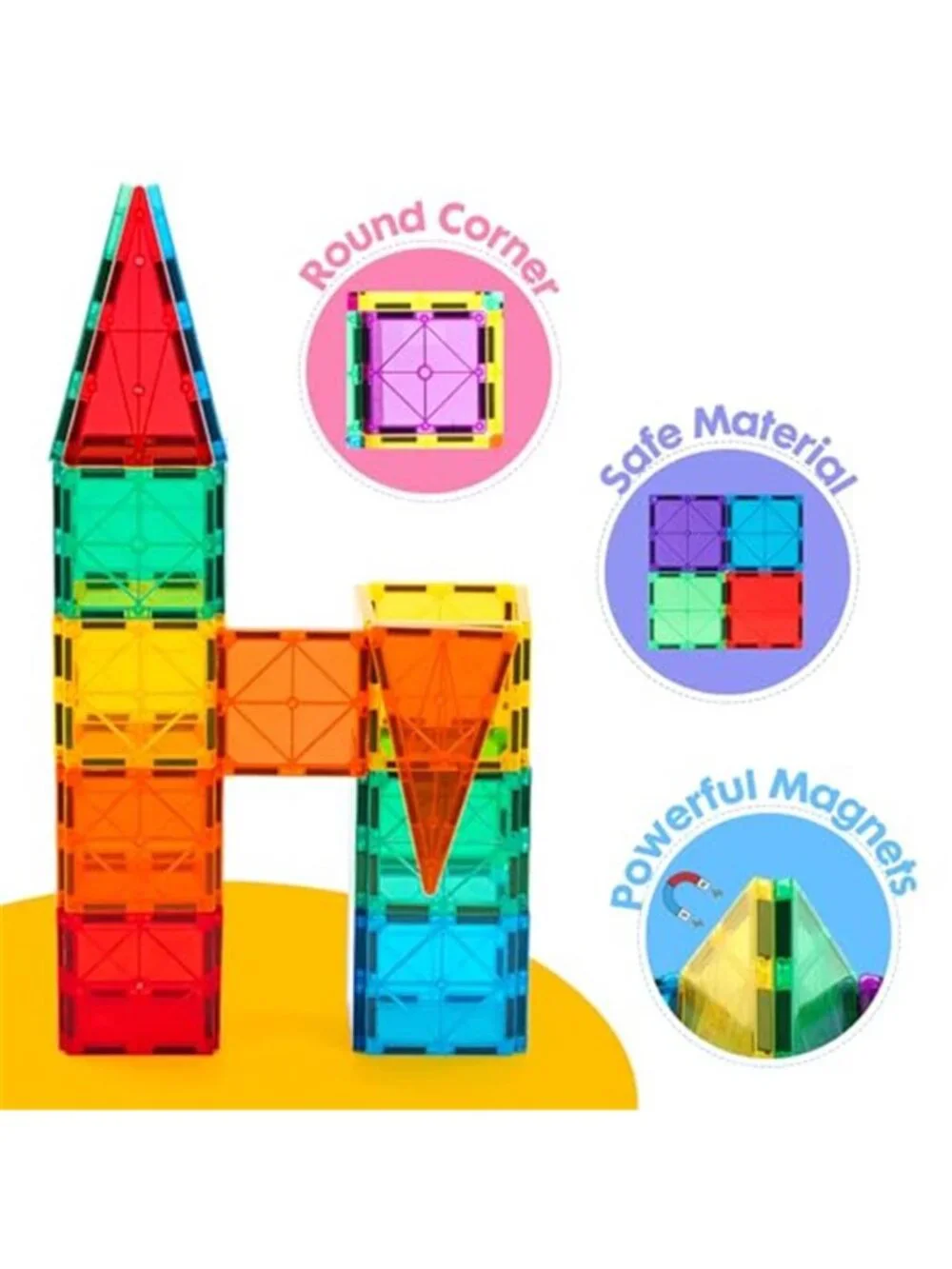 100 PCS Magnetic Tiles with 2 Cars, STEM Approved Educational Magnet